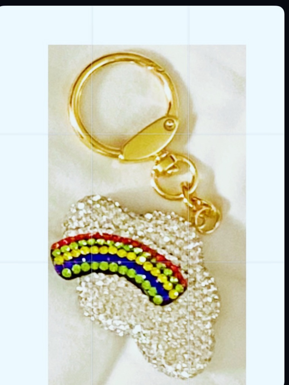 Gold Rainbow or Heart Crystal Keychain Charm - Women Accessories